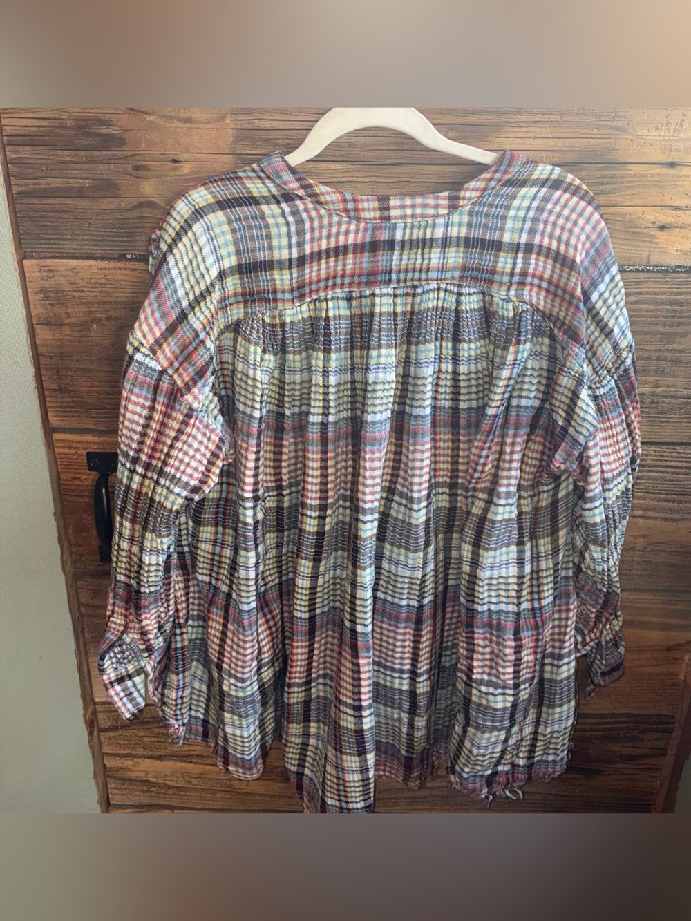 Free People Multi-Color Plaid Button-Front Flannel - Picture 4 of 5